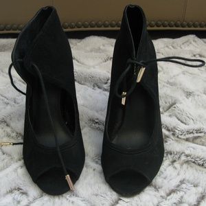 Express Leather/suede Peep Toe Ankle tie Heels